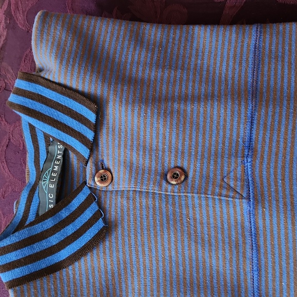 Mens top M blue/brown stripe - Picture 4 of 4